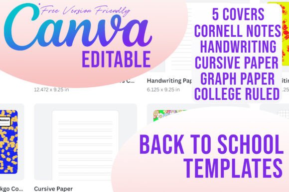 Back to School Canva Editable Templates for Customizable Notebooks