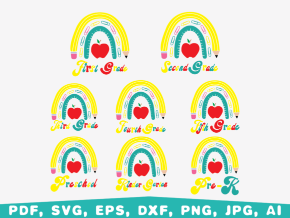 Back to School, Retro Rainbow: A Versatile Digital Design for Creative Use