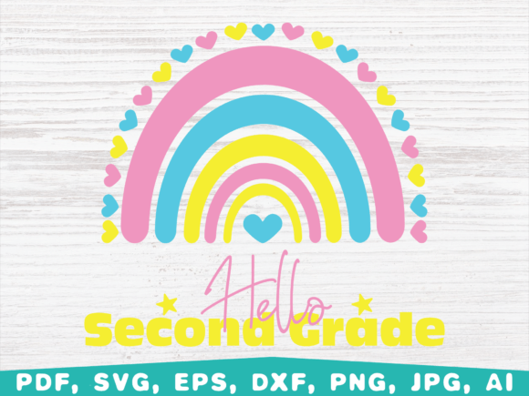 Hello 2nd Grade Rainbow, Back to School: A Versatile Digital Design for Creative Use